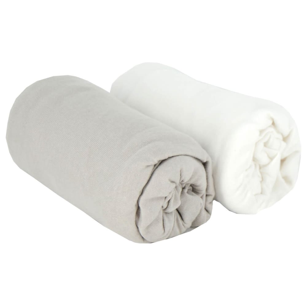 Lot de 2 draps housses bébé en coton blanc et gris 60x120 cm (Babycalin) - Image 1