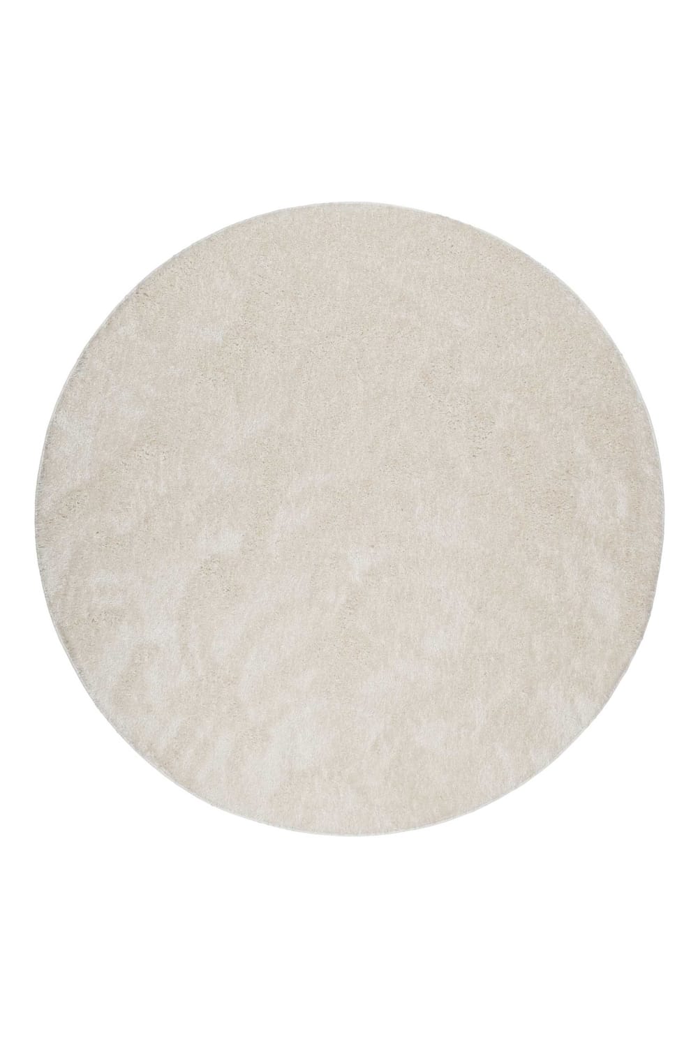 Alfombra redonda de pelo largo beige marfil suave D.200