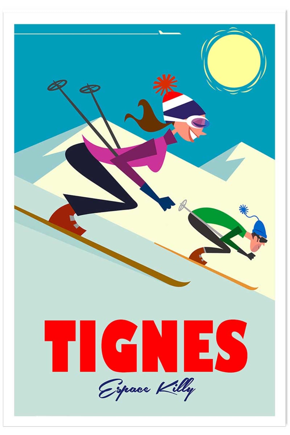 Poster sciare a tignes sin marco 40x60cm - Modello Vintage - Multicolore - Carta