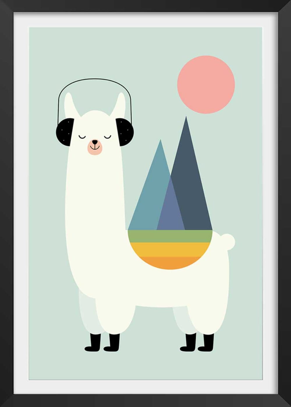 Póster de música de alpaca con marco negro 30x45cm