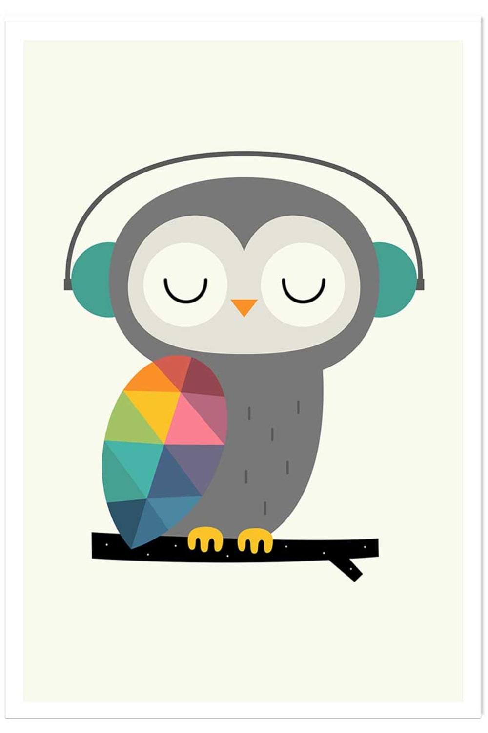 Affiche  hibou music sans cadre 30x45 cm