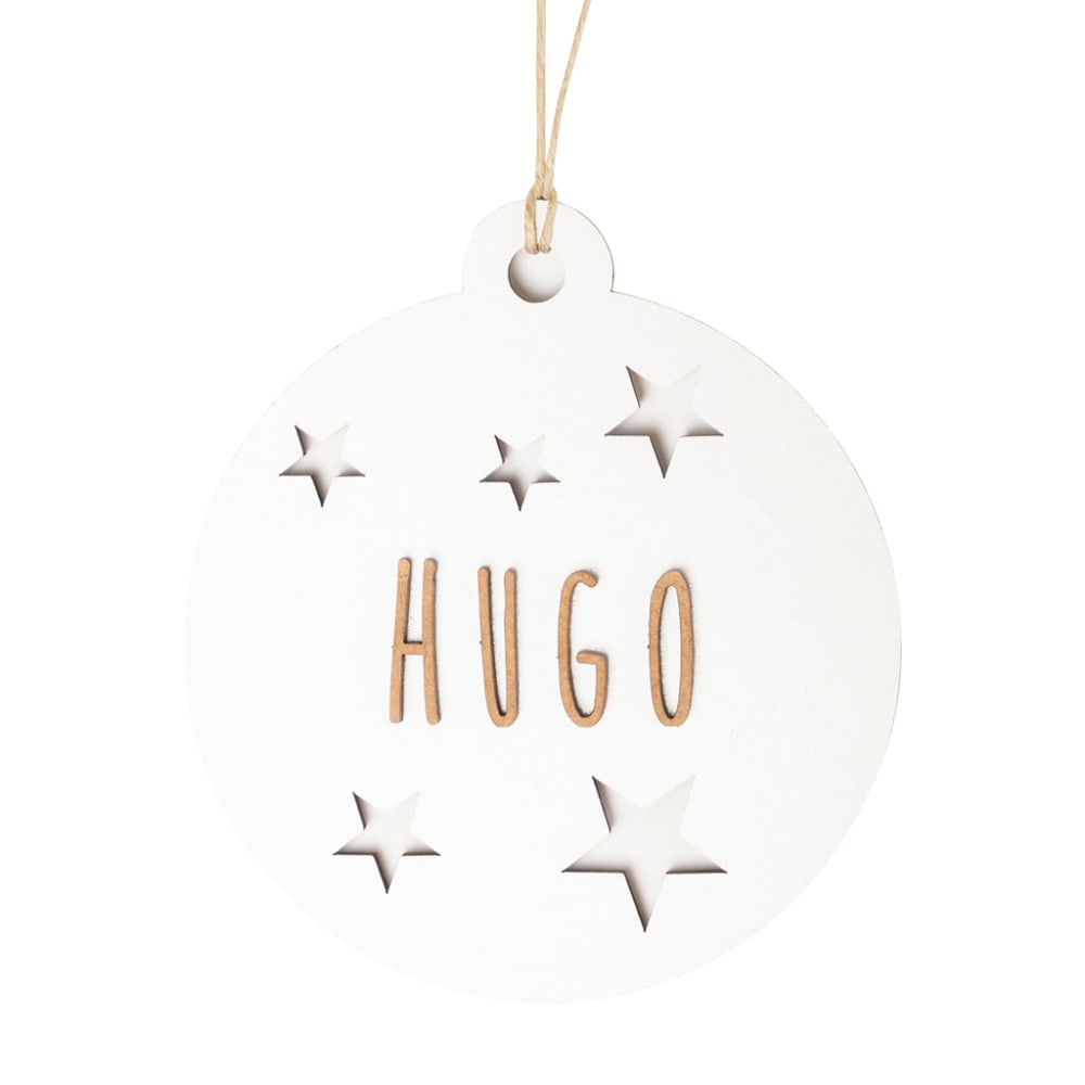 Adorno de navidad personalizable, madera blanca