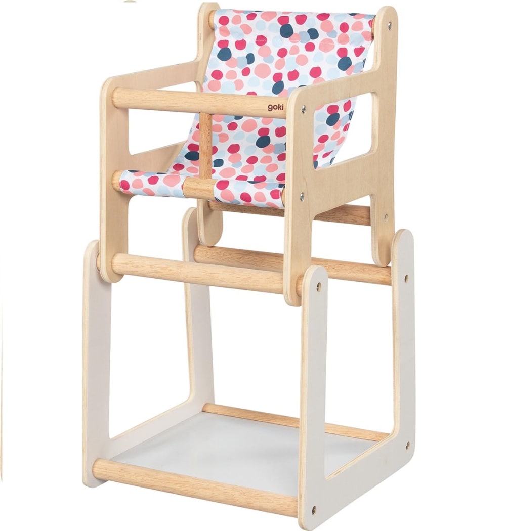 Seggiolone per bambole con tavolo 2 in 1 - Beige - LEGNO