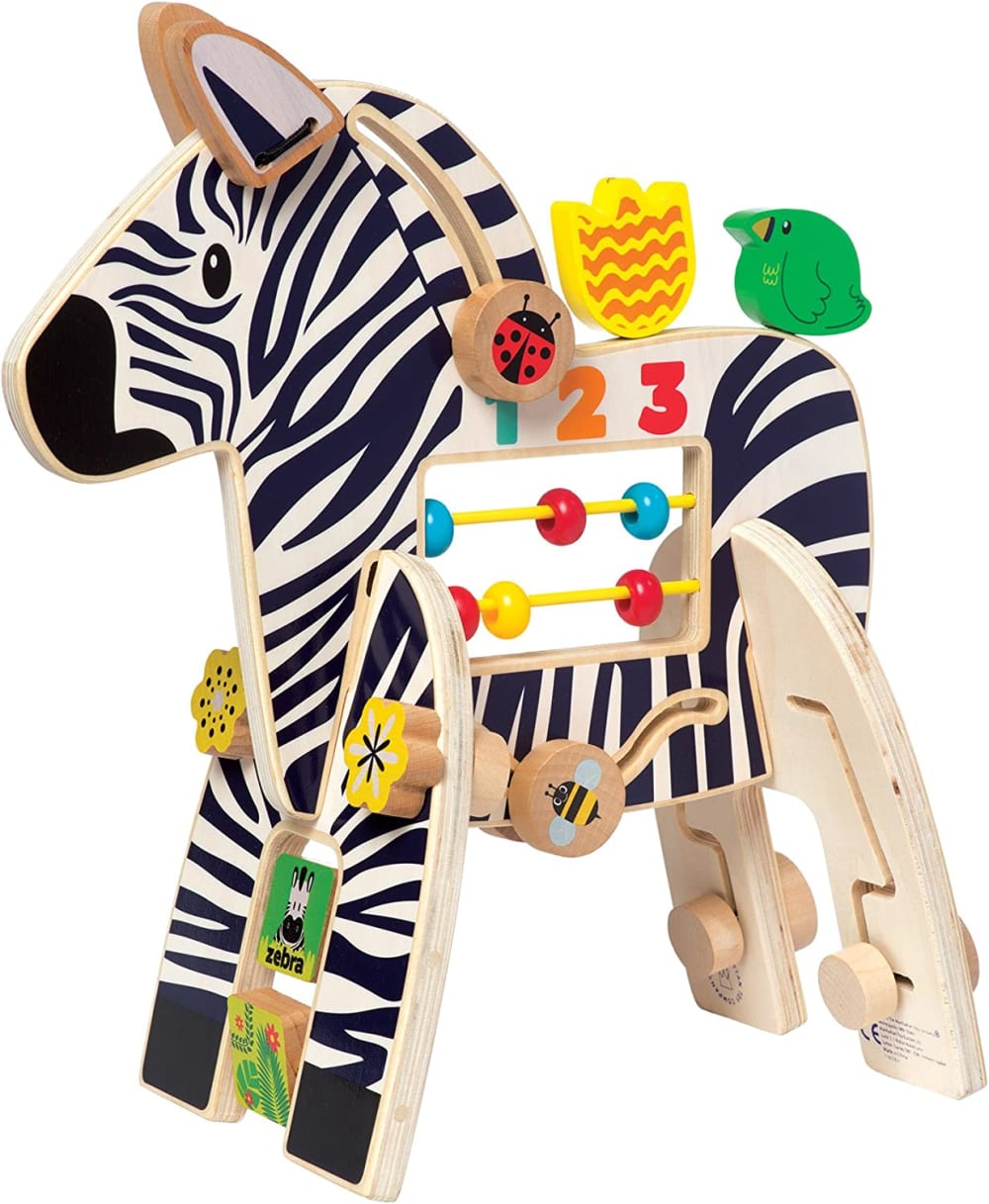 Egmont Toys Jouet d'activité zèbre safari Beige Bois - 29x33x14cm