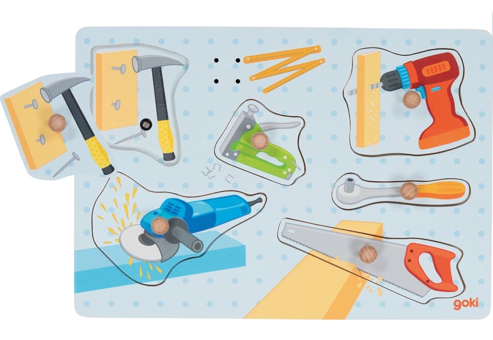 Goki Sound-Puzzle Werkzeug BLAU HOLZ Baby