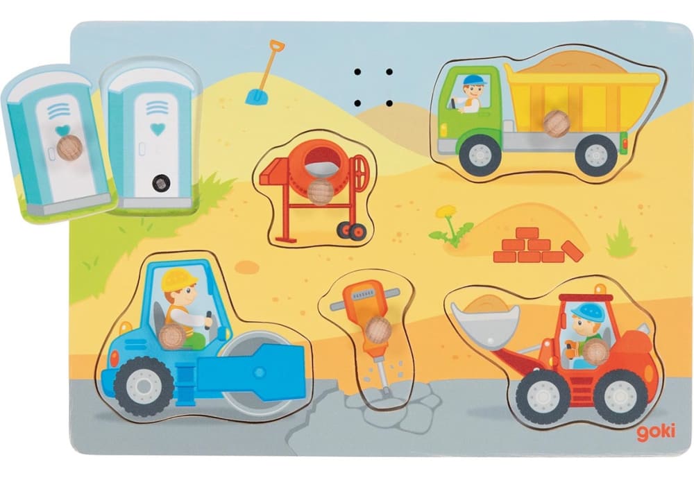 Goki Sound-Puzzle Baustelle GELB HOLZ Baby
