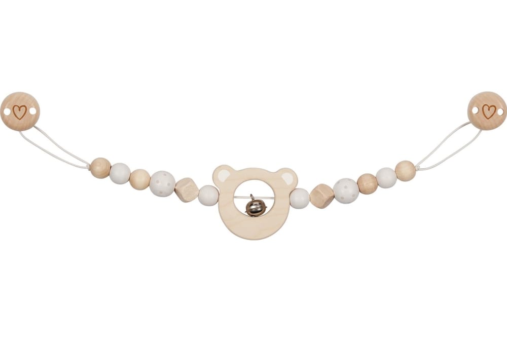 Catenella passeggino orso bianco - Beige - LEGNO