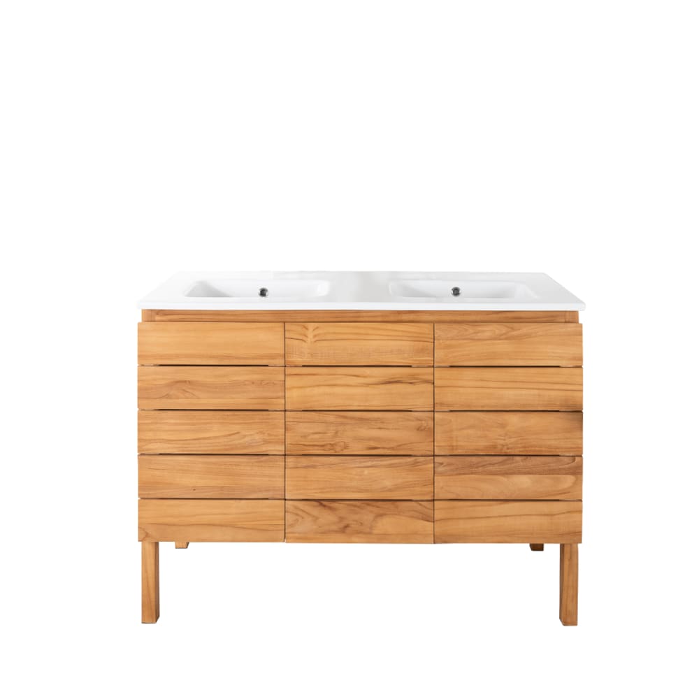 Meuble salle de bain en teck et céramique l 120 cm - Maisons du Monde