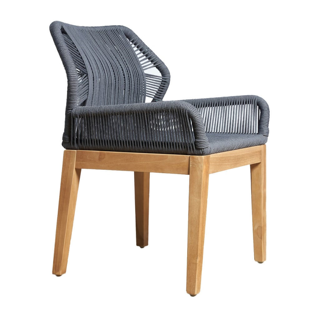 Chaise de jardin en teck et corde dark grey