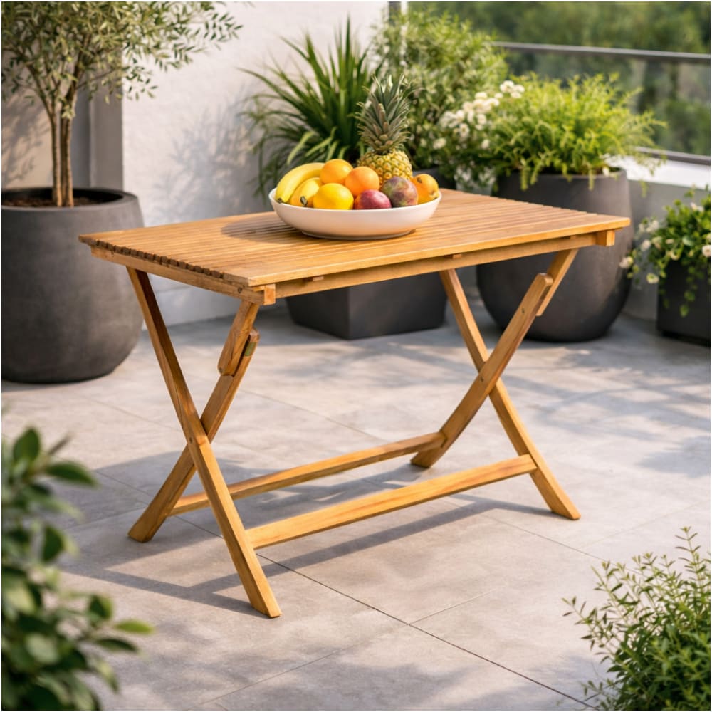 Wanda Collection Table de jardin pliante 120 cm style classique chic Marron Bois