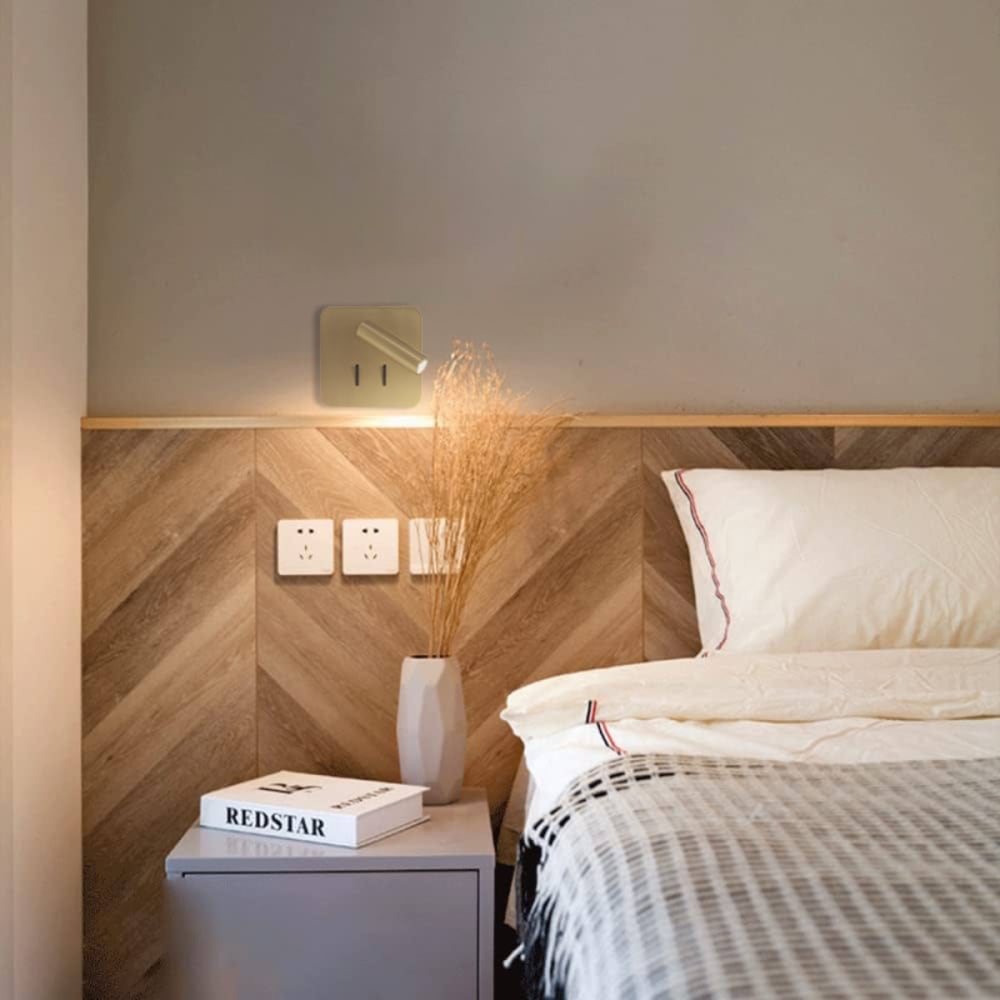 Applique led tête de lit carré doré - Maisons du Monde