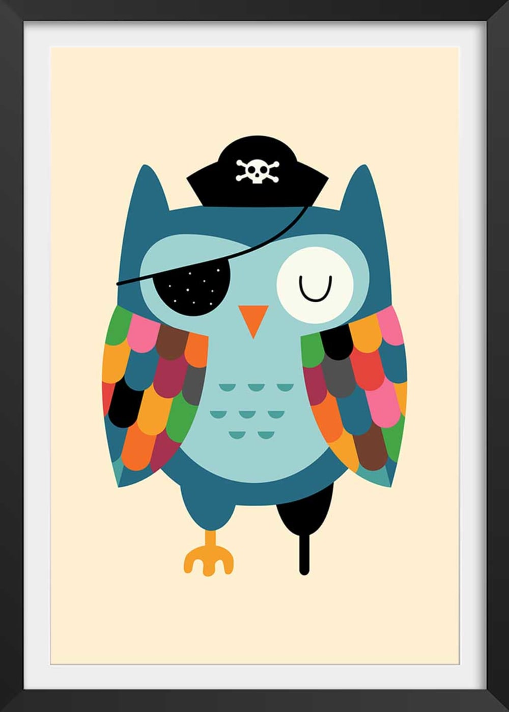 Póster de capitán búho con marco negro 30x45cm