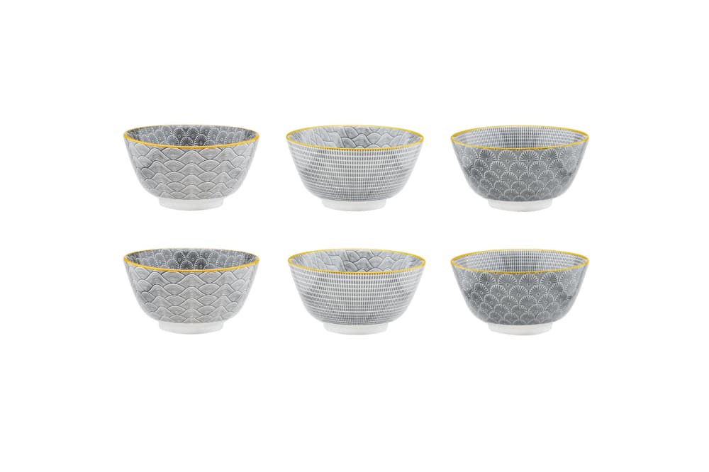 Lot de 6 petits bols en porcelaine gris d12