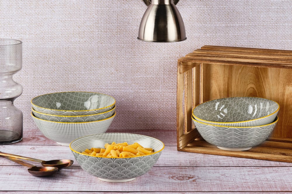 Lot de 6 grands bols en porcelaine gris d21 - Maisons du Monde