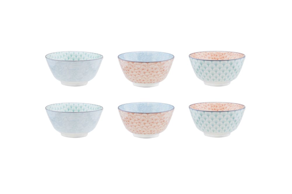 Lot de 6 petits bols en porcelaine multicolore D12