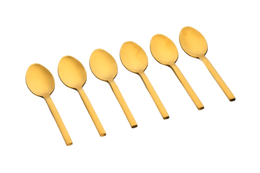 Lot de 6 petites cuillères en inox or