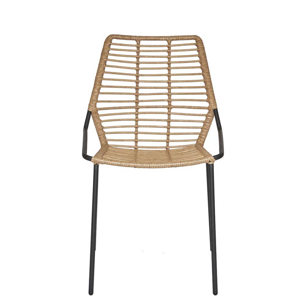 Silla de comedor ratán sintético y acero negro