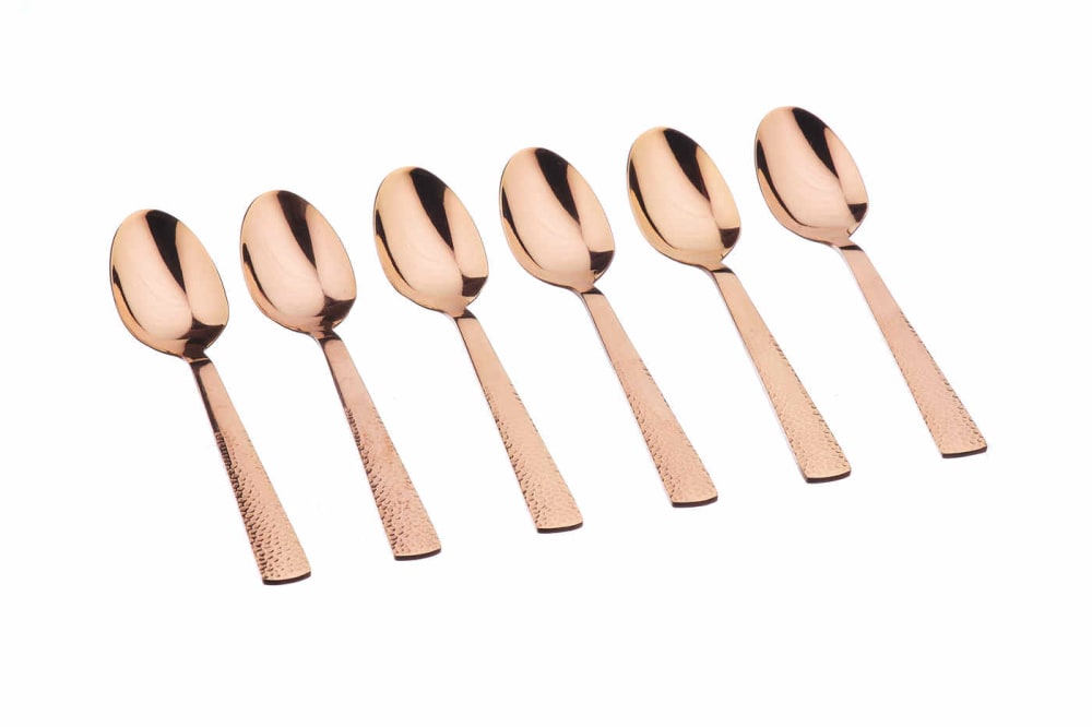 Lot de 6 petites cuillères en inox cuivre