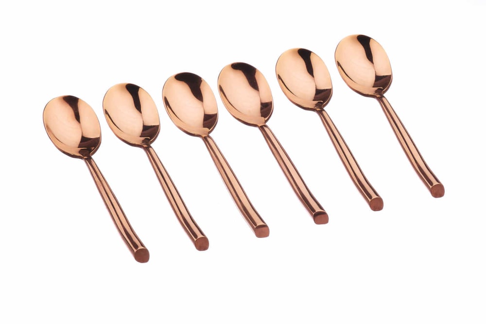 Lot de 6 petites cuillères en inox cuivre