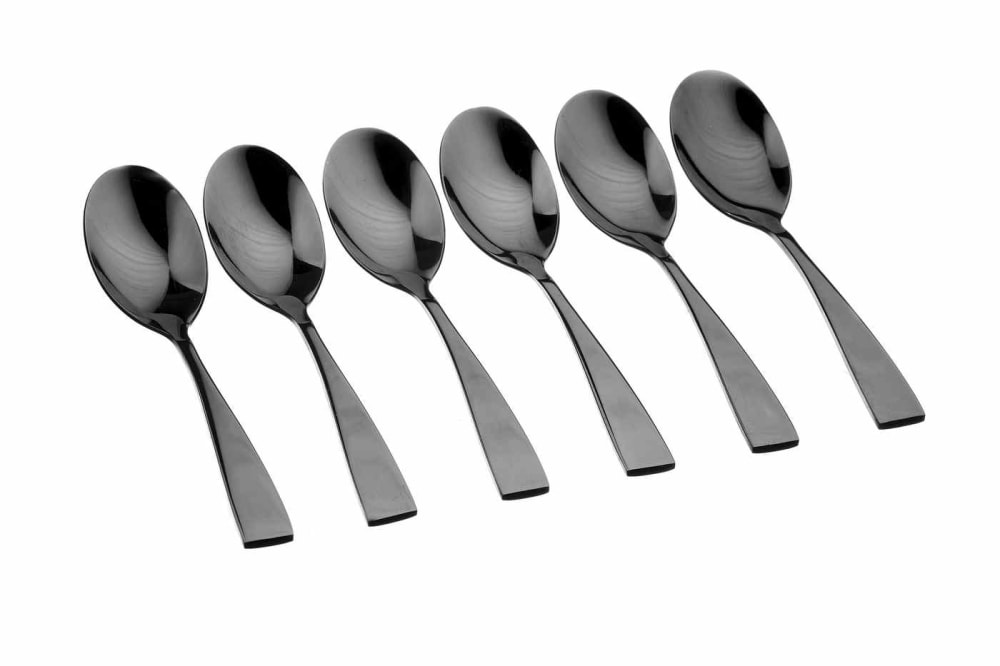 Lot de 6 petites cuillères en inox noir