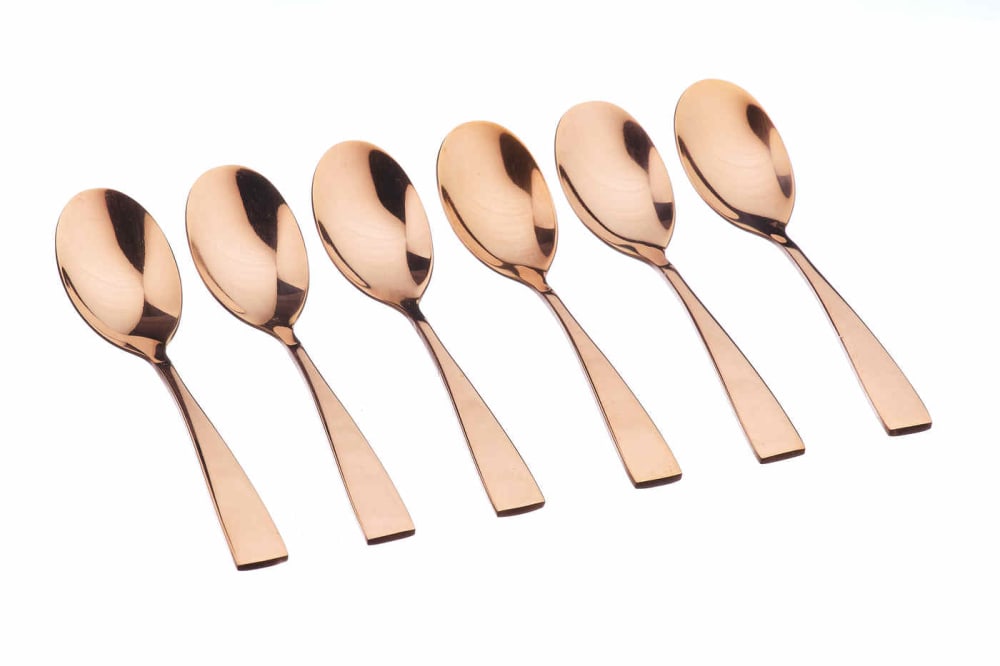Lot de 6 petites cuillères en inox cuivre