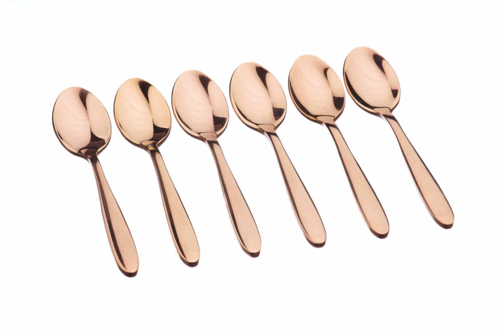 Lot de 6 petites cuillères en inox cuivre