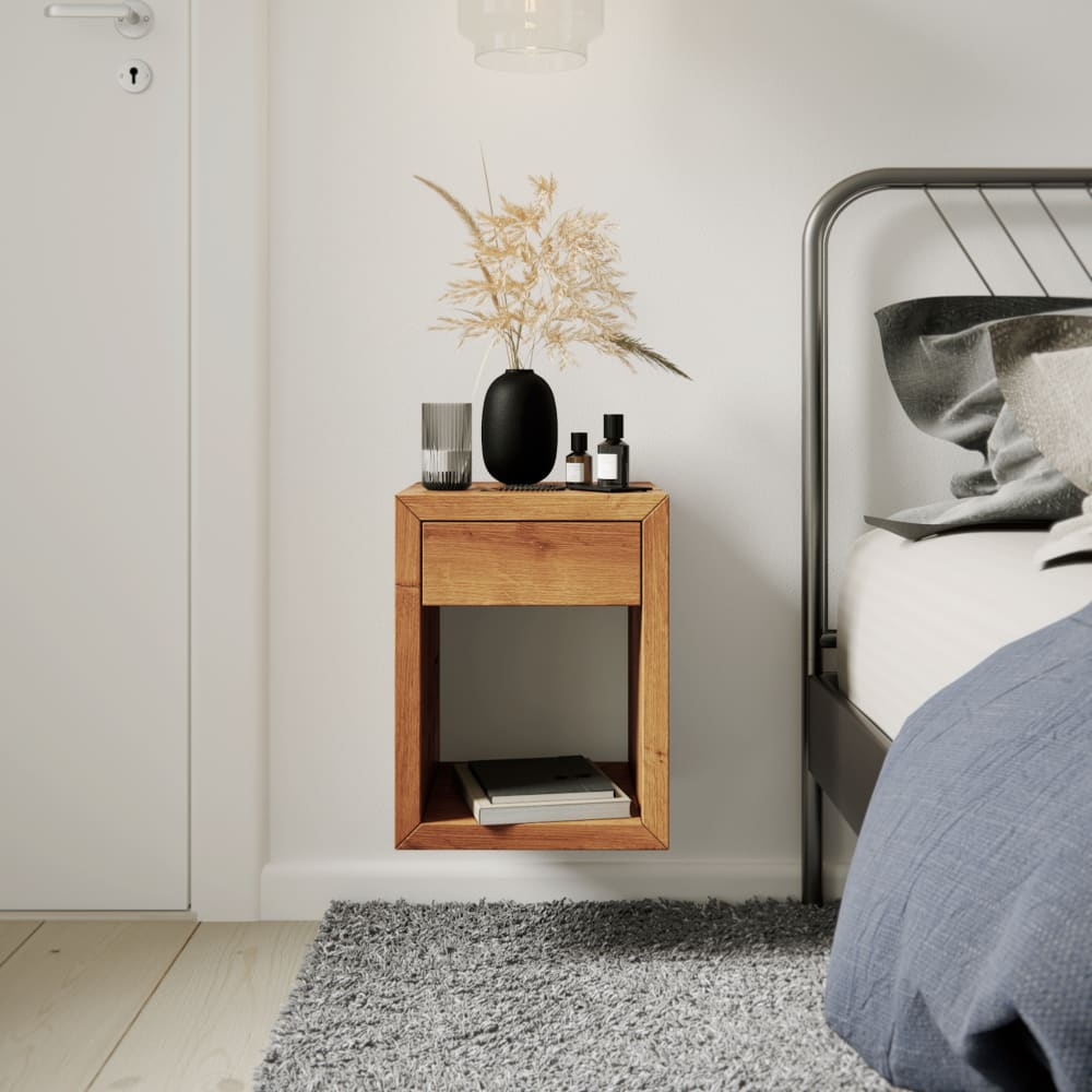 Lot de 2 Table de chevet avec tiroir en chêne massif petit