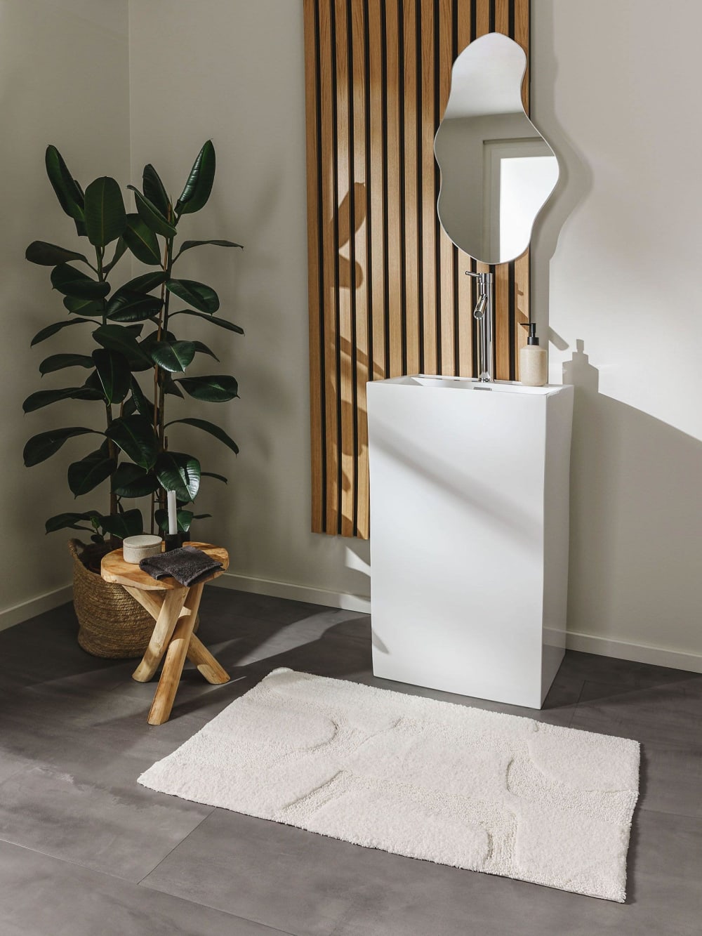 Alfombrilla de baño blanco 80x150 - Maisons du Monde