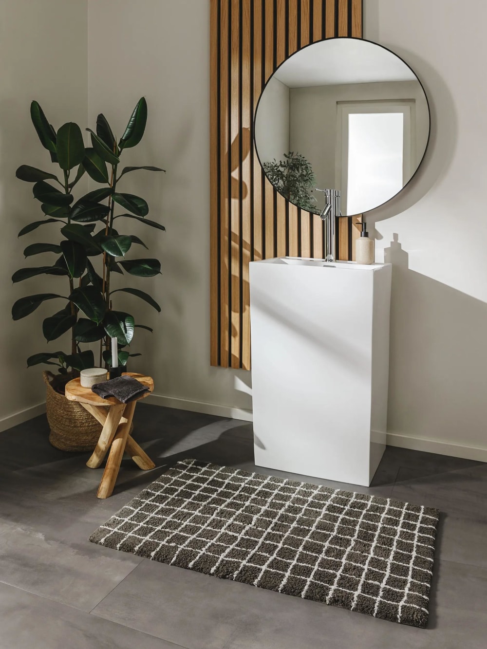 Tapis de bain gris 70x120 - Maisons du Monde