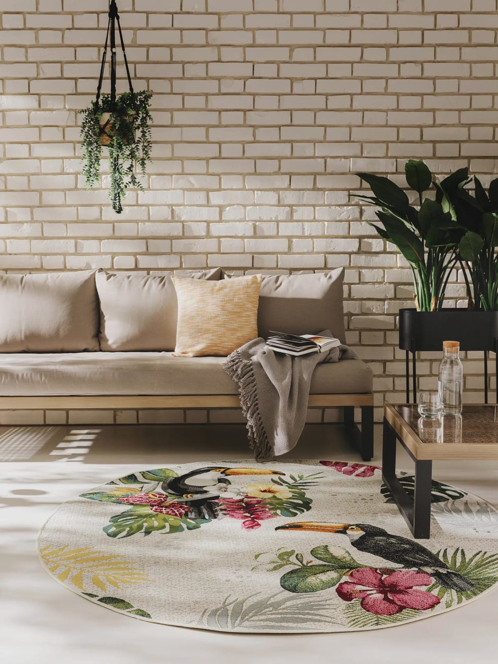 Tapis d'extérieur & intérieur rond multicouleur D 160 - Maisons du Monde
