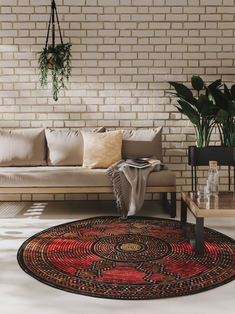 Tapis d'extérieur & intérieur rond rouge D 160 - Maisons du Monde