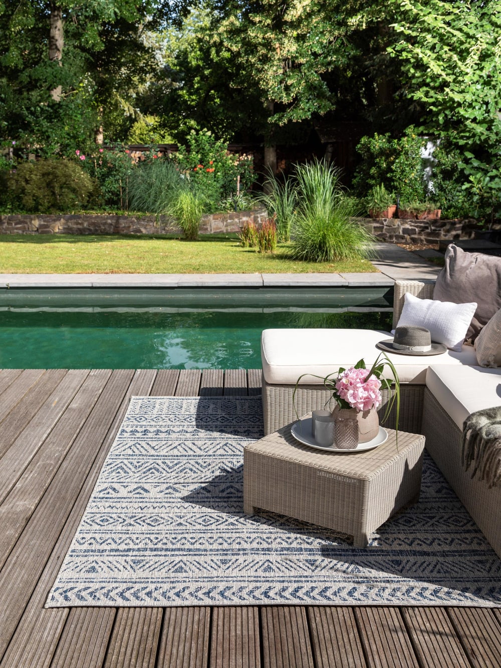 Tapis d'extérieur & intérieur bleu 140x200