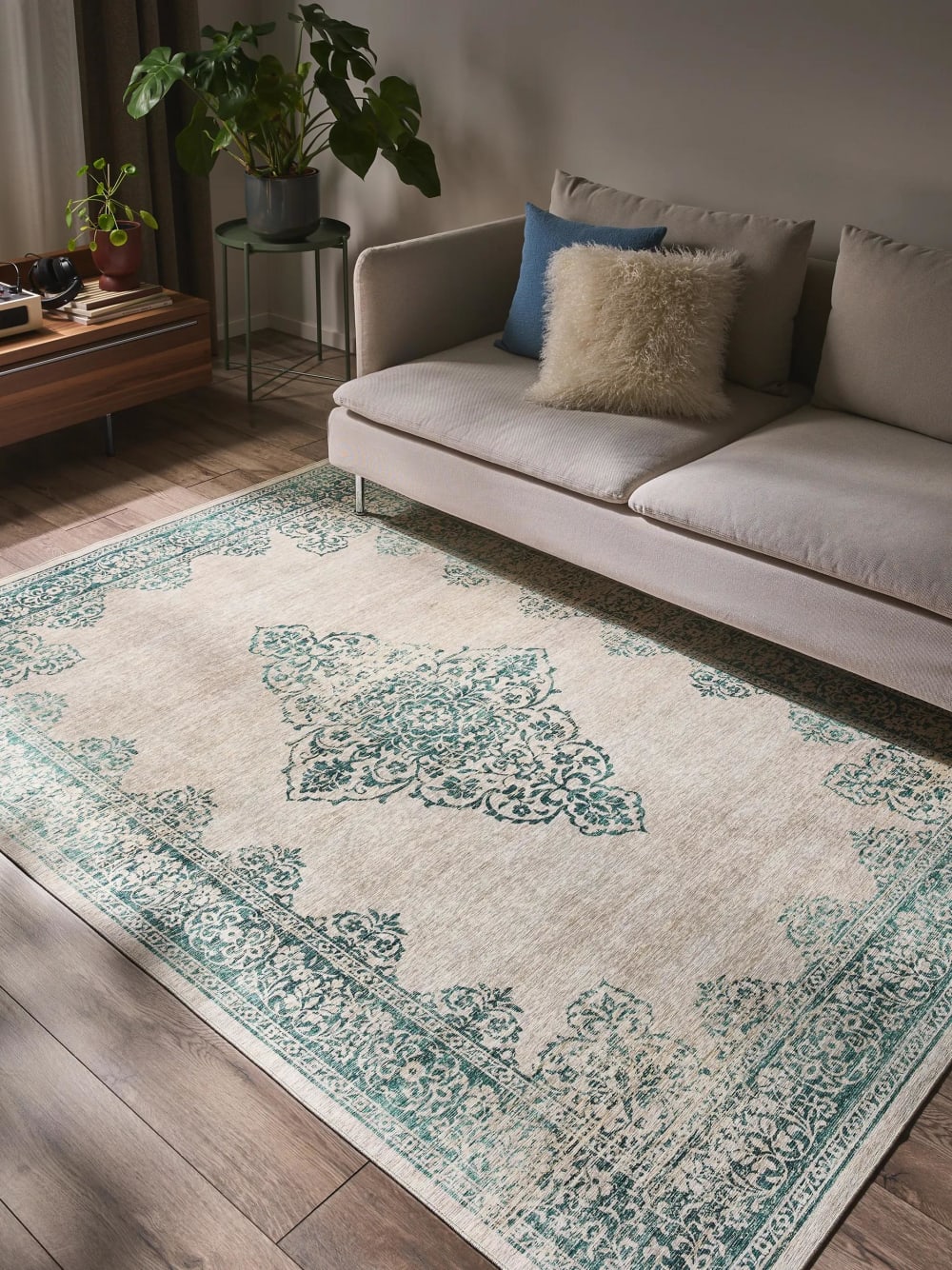 Tapis turquoise 160x230 — vue 3