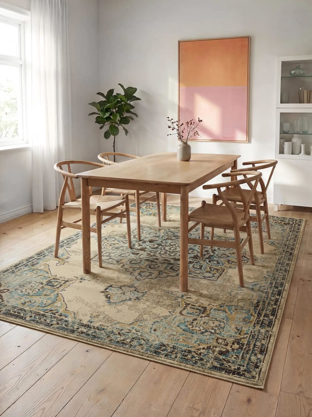 Tappeto beige/turchese 300x400 - Benuta
