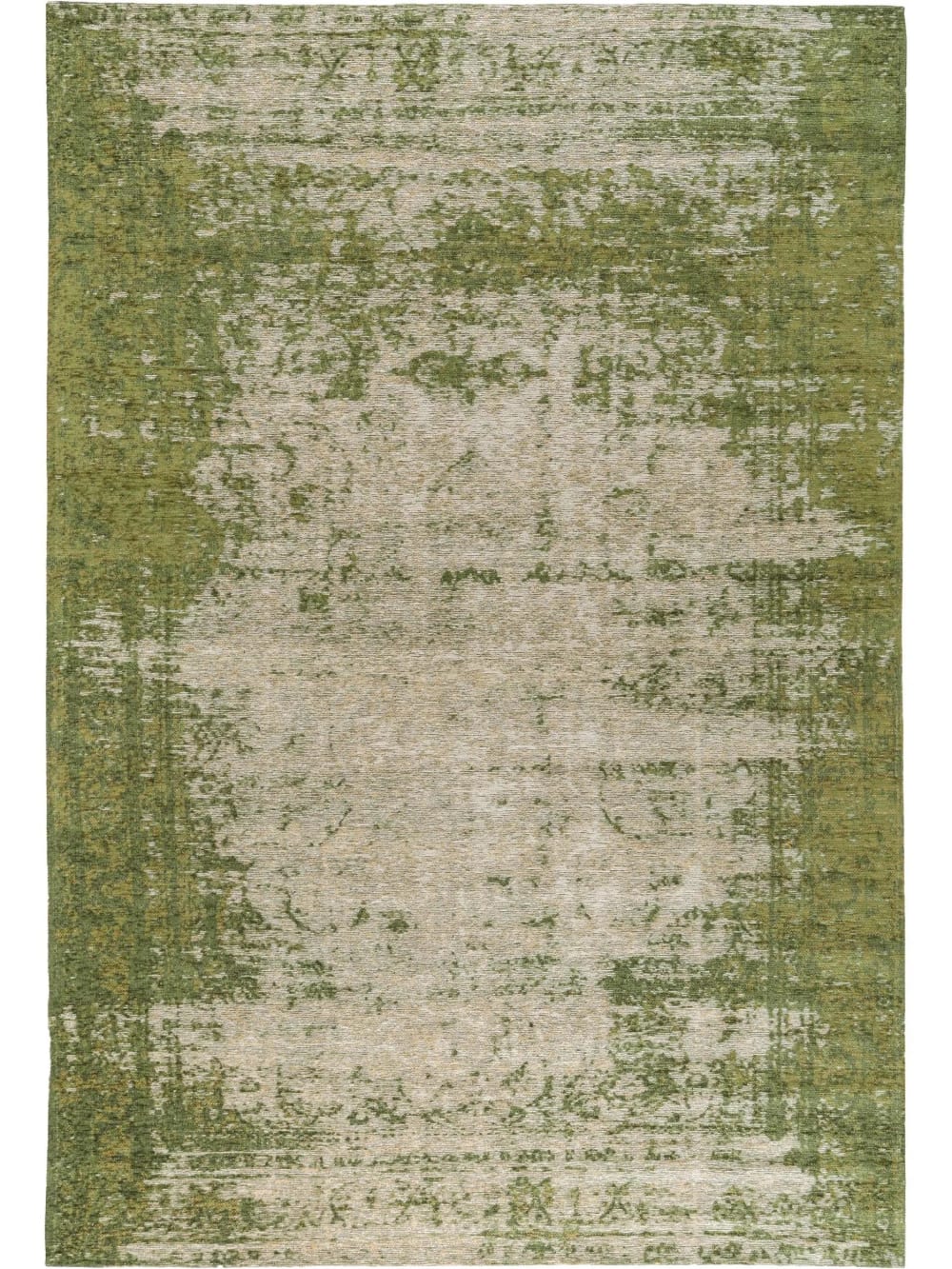 Tappeto a tessitura piatta verde 290x400 - Modello Vintage - Verde - Cotone