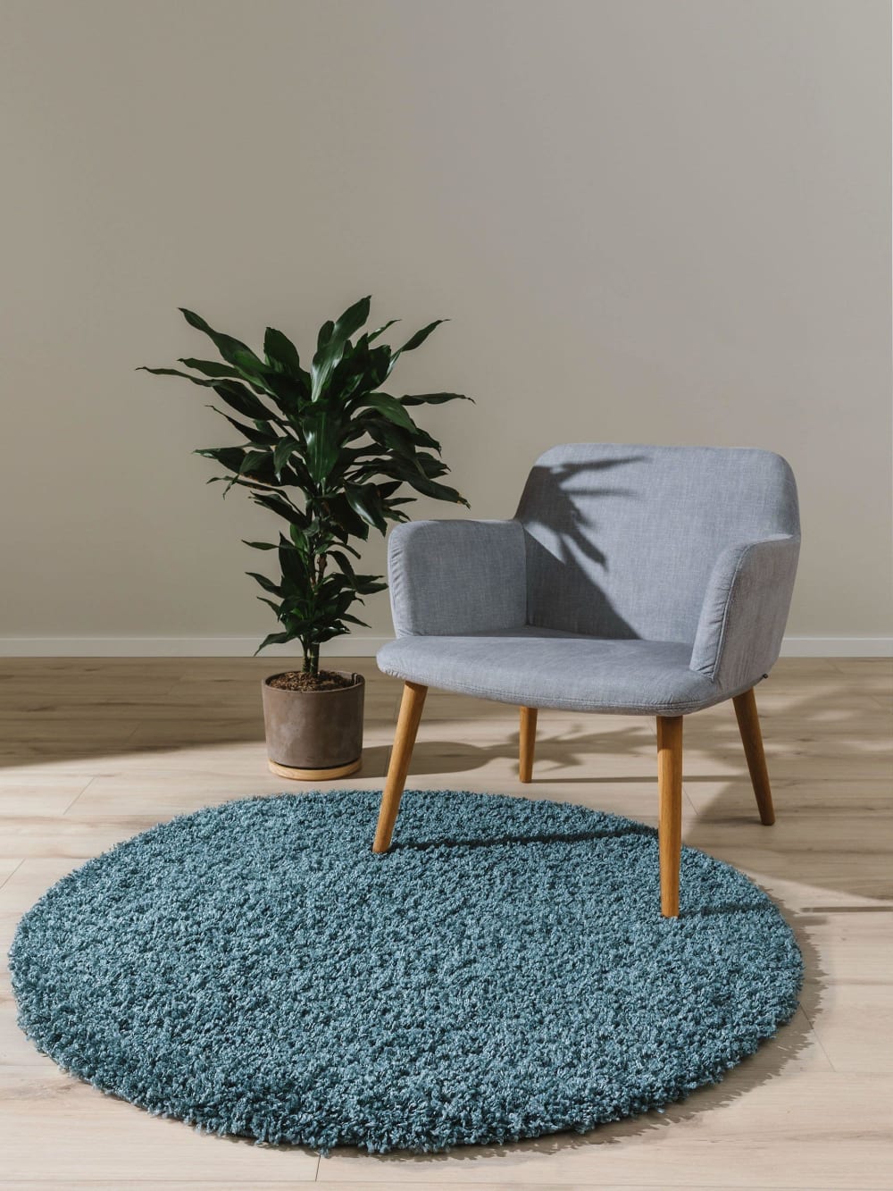 Tapis à poils longs bleu D 200 rond — vue 3