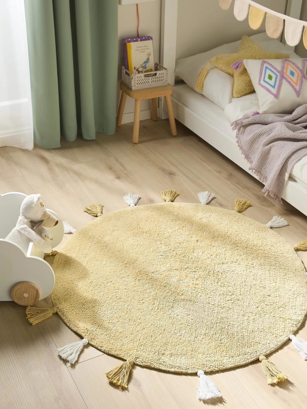 Waschbarer Kinderteppich gelb D 100 rund - Maisons Du Monde