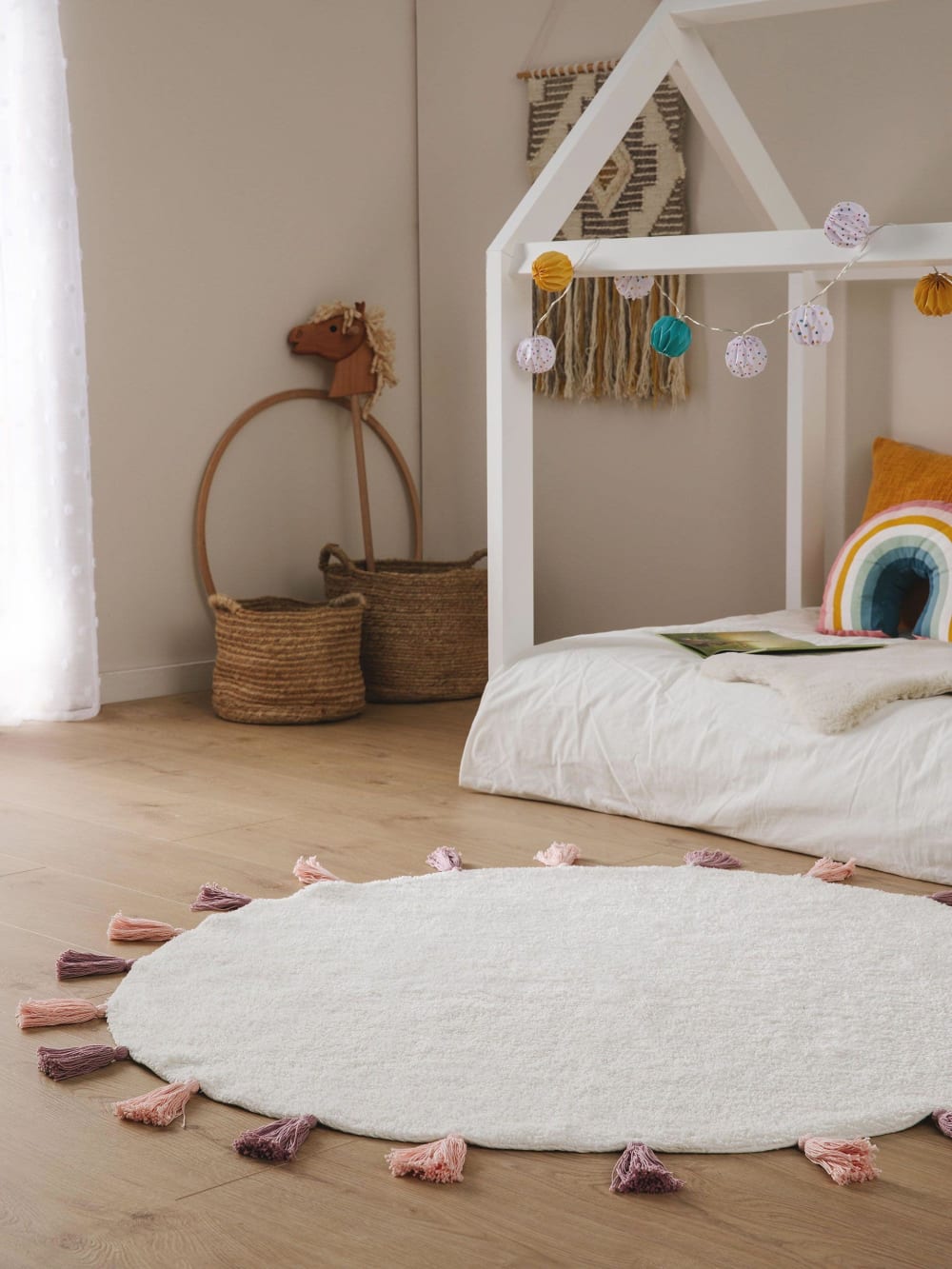 Tapis lavables pour enfants rose D 120 rond
