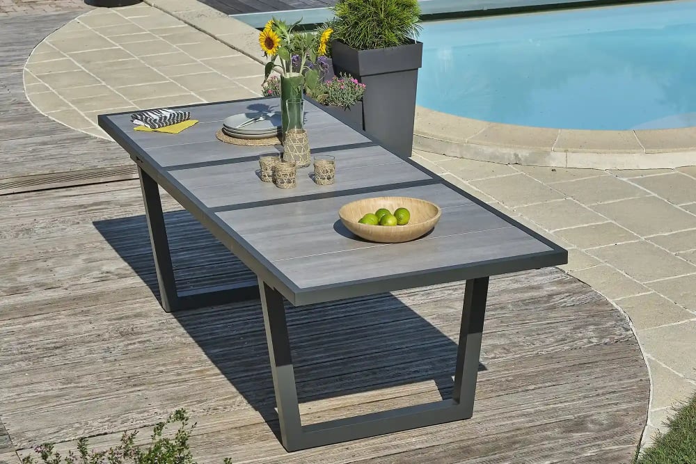 dcb garden Gartentisch 10 Personen, Aluminium mit Keramikplatte style modern Schwarz Aluminium