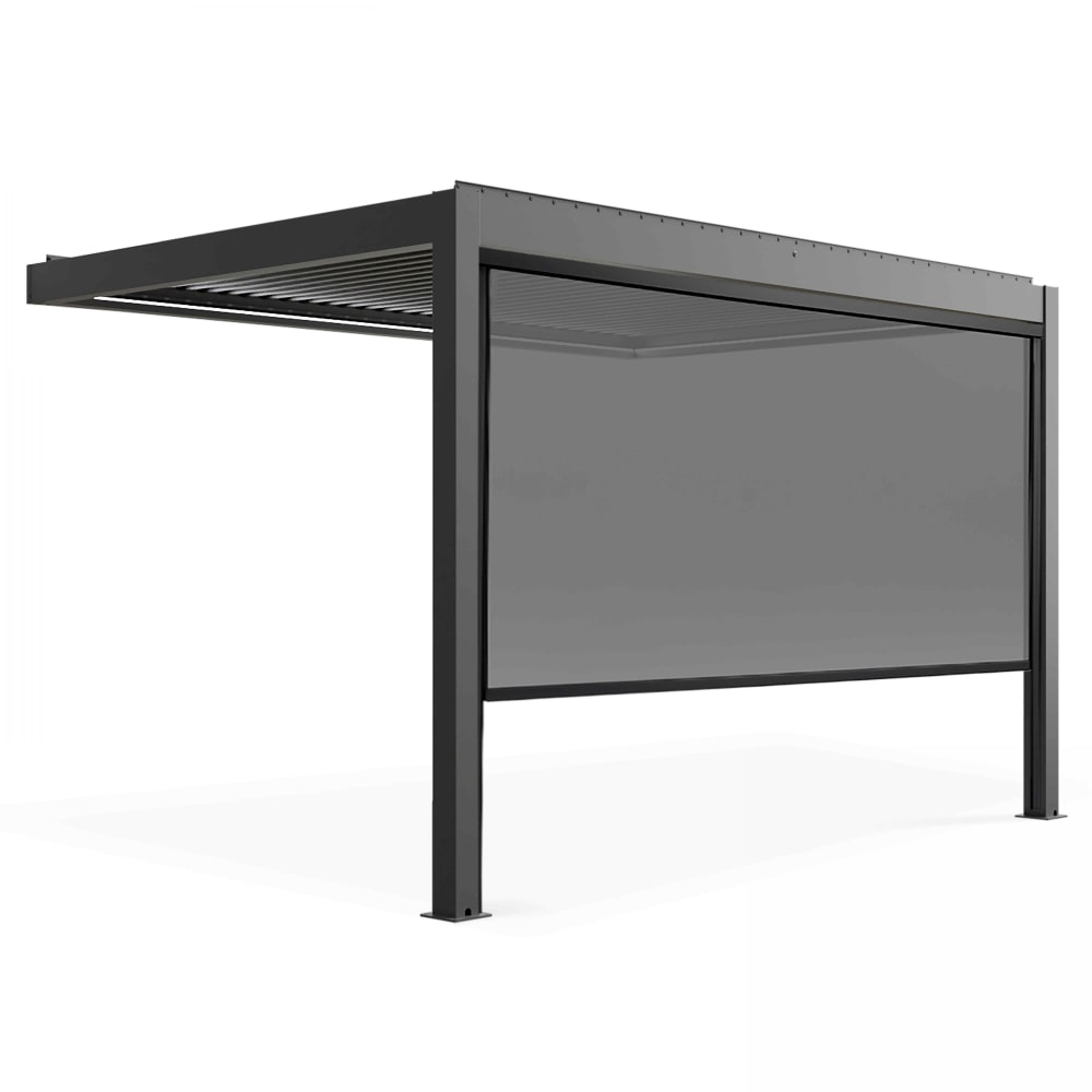 Pergola bioclimatique adossée et motorisée éclairée 3x4m et 1 store