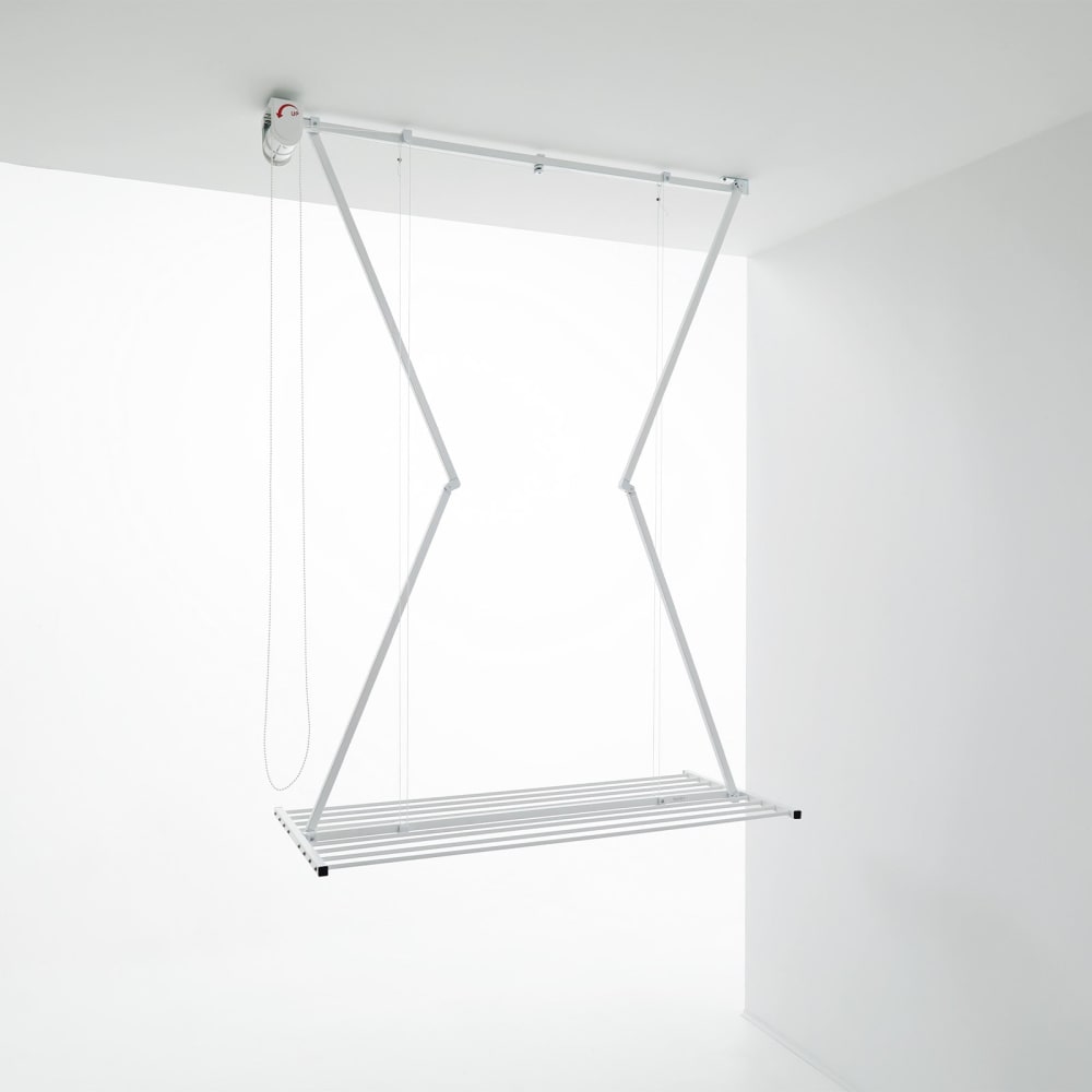 Stendino da soffitto a scomparsa verticale bianco 152x54x25 cm -