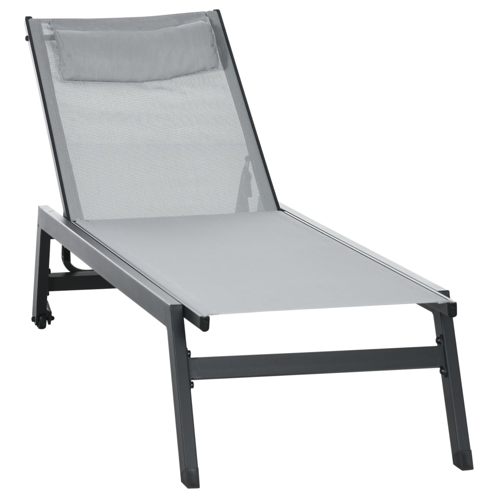 Bain de soleil inclinable aluminium textilène gris