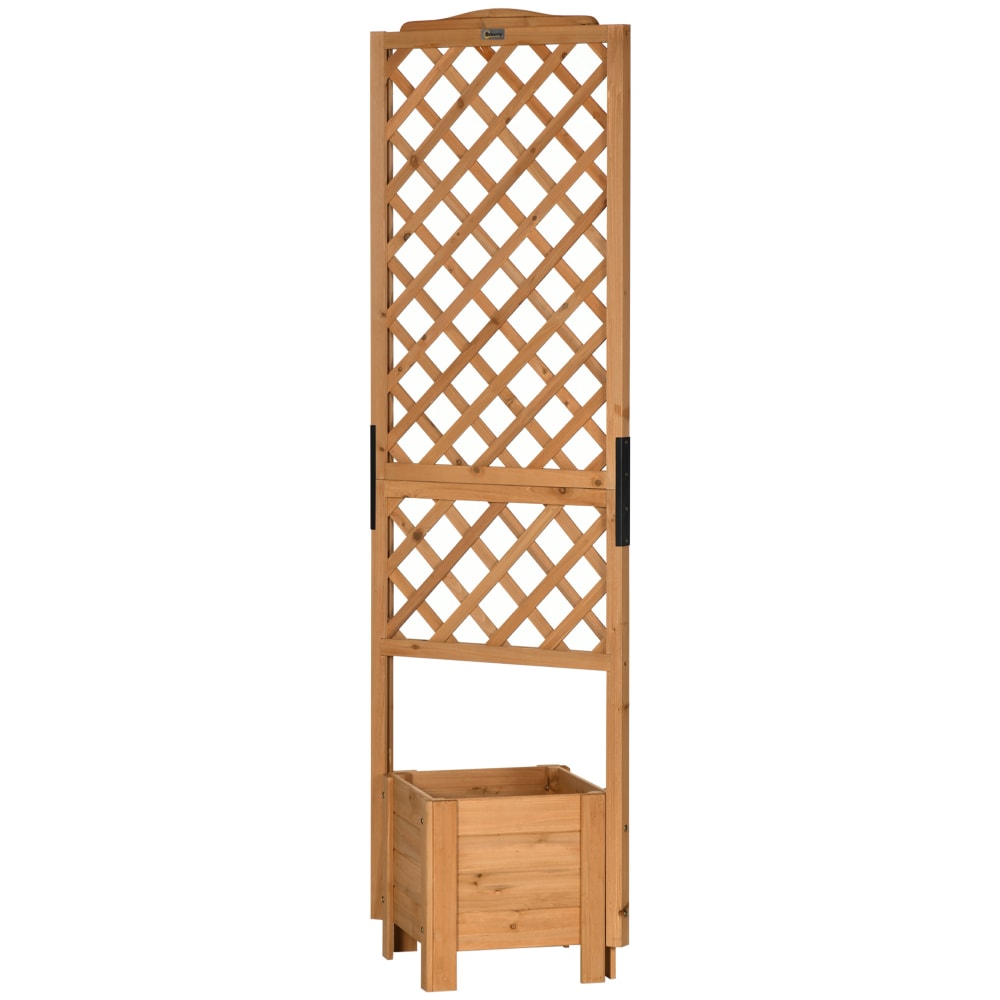 Jardinière avec treillis - dim 54,5L x 52l x 180H cm - sapin pré-huilé