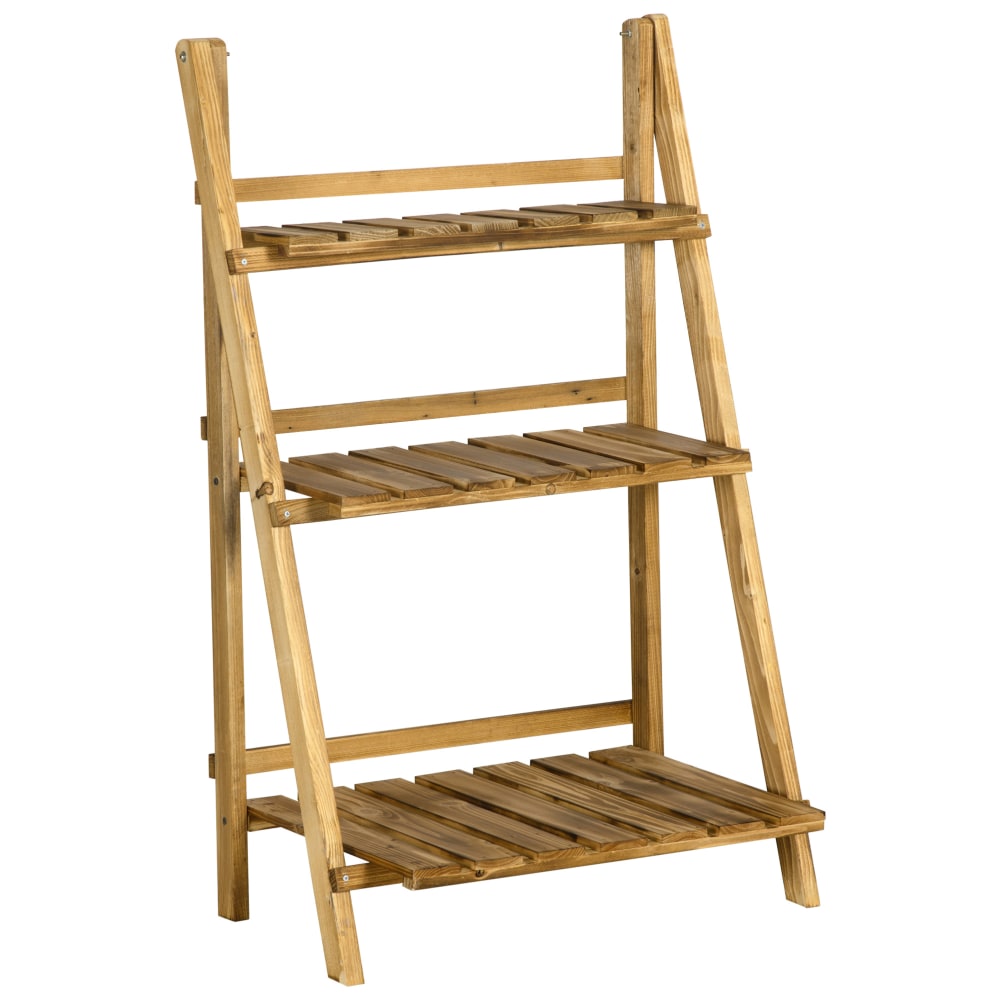 Etagère échelle à fleurs pliable 3 niv. Bois sapin carbonisé — Beyit