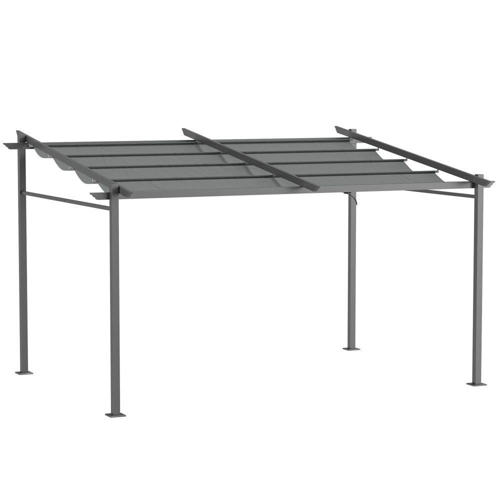 Pergola rétractable 3,97L x 2,95l m aluminium acier polyester gris