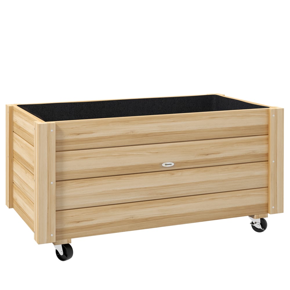 Jardinière rectangulaire sur roulettes bois de sapin autoclave