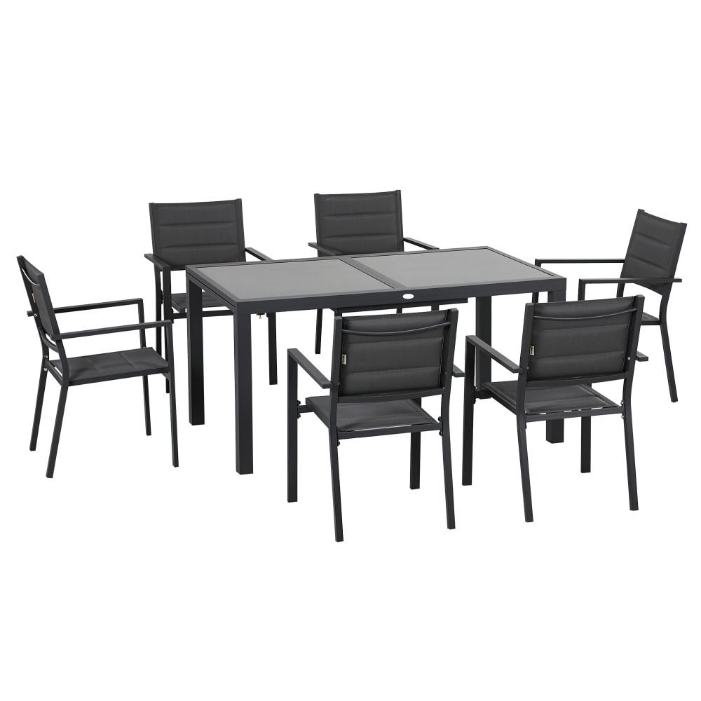 Ensemble jardin 6 personnes chaises empilables table extensible gris