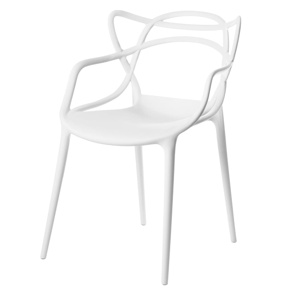 Silla de cocina de polipropileno blanca.
