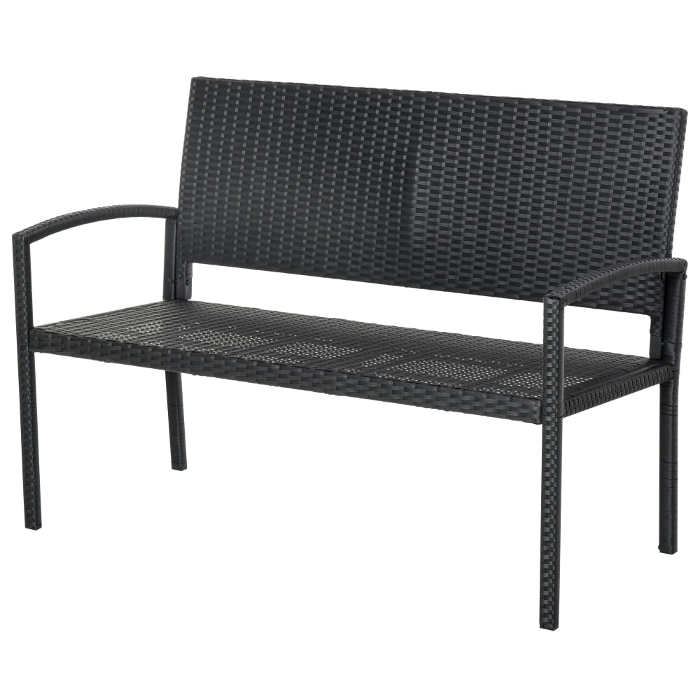 Banc de jardin 2 places style cosy chic résine aspect rotin noir