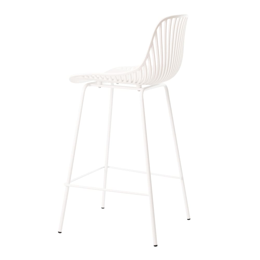 Taburete bajo de polipropileno blanco con patas metalicas - Maisons du Monde